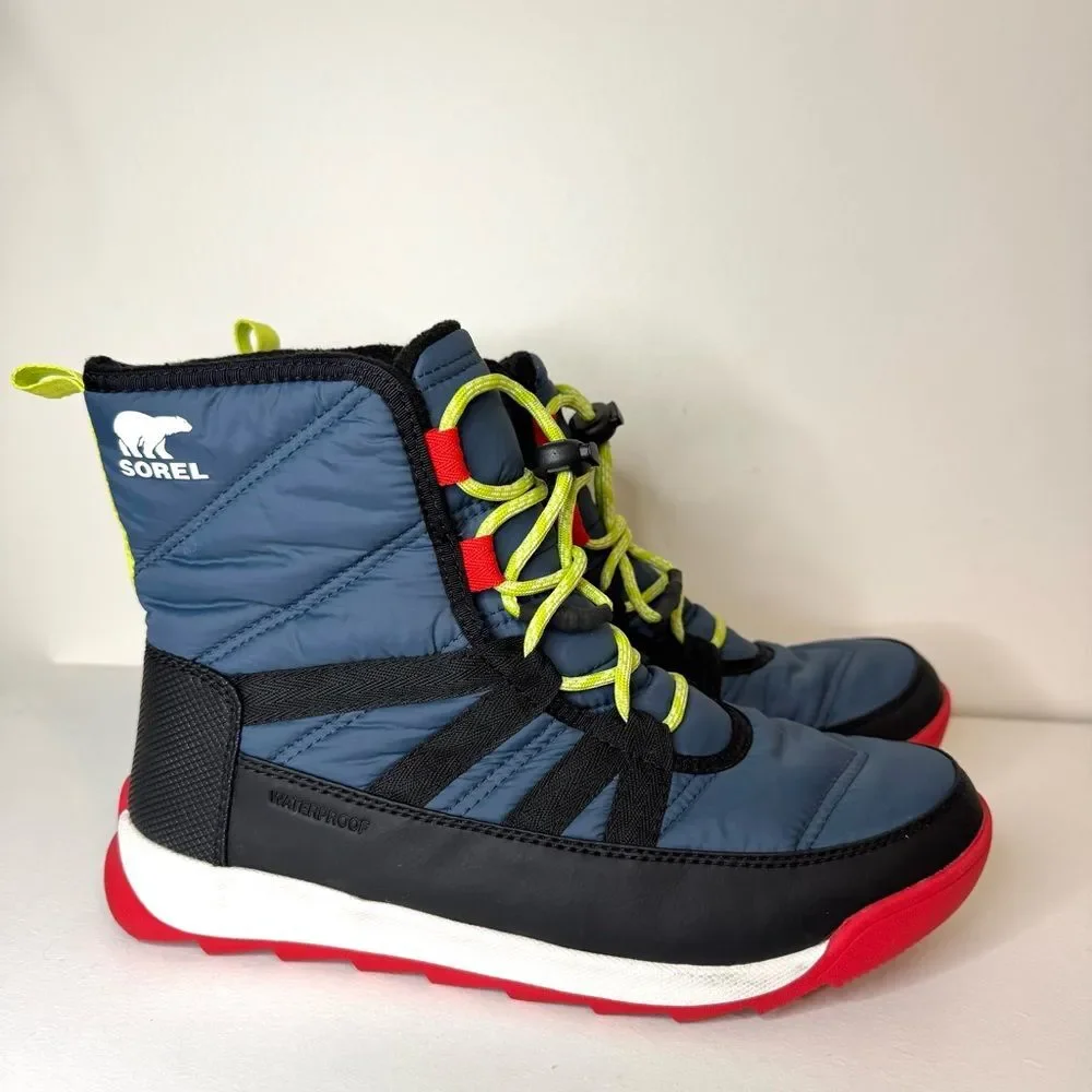 Sorel Whitney II Kids/Boys Snow Boots - Blue and Red | Size 7